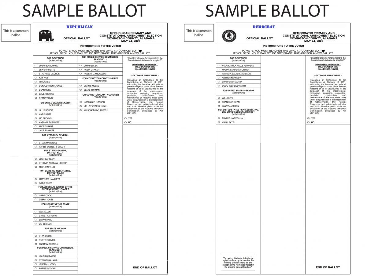 SAMPLE BALLOT (General and Constitutional Amendment Election) Covington